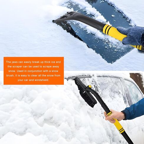 31.5" Snow Brush & Ice Scrapers for Car Windshield, 360° Pivoting Brush Ice Scraper with Comfortable Foam Grip, 3-in-1 Detachable Extendable Snow Removal Tool for Cars Trucks SUVs (Yellow) in Saudi Arabia