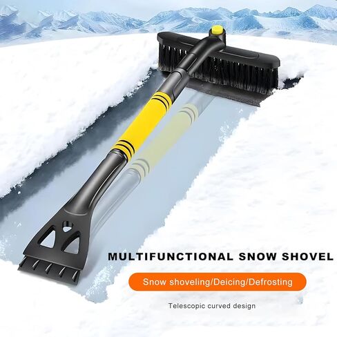31.5" Snow Brush & Ice Scrapers for Car Windshield, 360° Pivoting Brush Ice Scraper with Comfortable Foam Grip, 3-in-1 Detachable Extendable Snow Removal Tool for Cars Trucks SUVs (Yellow) in Saudi Arabia