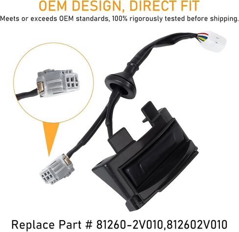 HZEL Car Hatch Release Button Trunk Latch with Camera, Vehicle Rear Trunk Hatch Lock Release Switch Button, Tailgate Latch Replaces OEM#81260-2V010, Compatible with 2012-2017 V-eloster in Kuwait