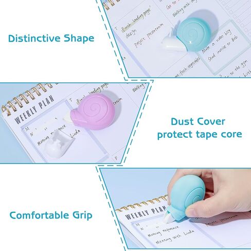 M&G 4Pcs Cute Snail-Shaped White Correction Tapes, 19.7Ft Mini Smooth White Pull Out Tape, Clean Tear-Resistant Applicator Easy to Use for School Office Supplies (6M Each) in Saudi Arabia