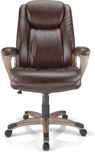 Realspace® Tresswell Bonded Leather High-Back Chair, Brown/Champagne in Kuwait