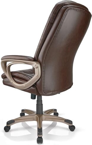 Realspace® Tresswell Bonded Leather High-Back Chair, Brown/Champagne in Kuwait