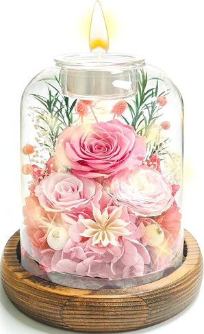 Preserved Flowers in Glass Dome, Eternal Rose Bouquet, Long Lasting Real Flowers Gift with Greeting Card for Anniversary, Birthday, Valentine’s Day, Mother’s Day, Wife, Mom (Purple) in Kuwait