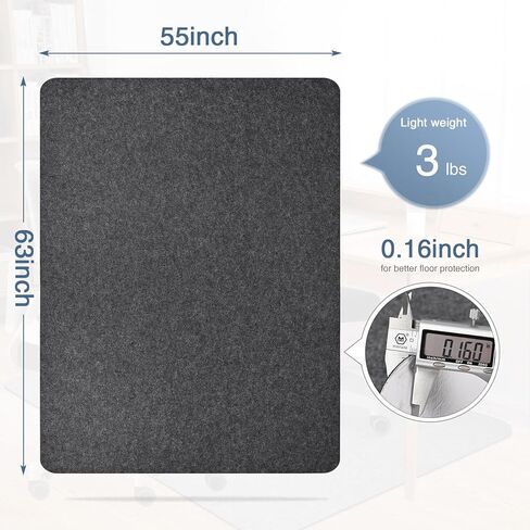 حصيرة كرسي مكتب Placoot للأرضيات الصلبة، مقاس 55 بوصة × 63 بوصة، حصيرة كرسي كمبيوتر كبيرة الحجم، حصيرة كرسي مكتب، واقي أرضية كبير مضاد للانزلاق للمنزل والمكتب باللون الرمادي الداكن in Kuwait