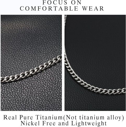 TGNEL 5.5mm/7.5mm Pure Titanium Cuban Link Chain for Men, Fashion Men's Titanium Necklace Chain for Sensitive Skin 22'' 24'' in Saudi Arabia