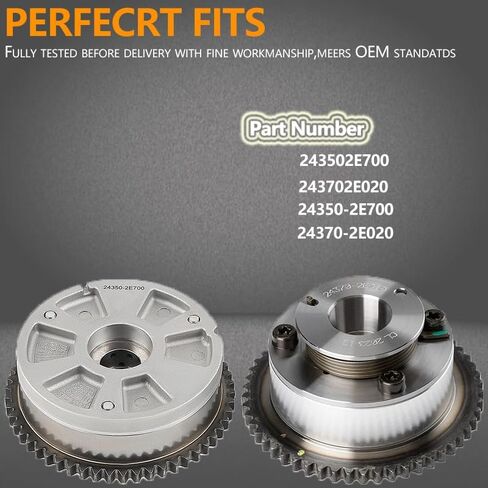 24350-2E700 24370-2E020 Engine Timing Exhaust & Intake Camshaft Sprocket Cam Phaser VVT Gear with Bolts Fits for 2017-2021 Elantra Kona Velo-ster, 2017-2022 Forte Soul Seltos 2.0L in Saudi Arabia