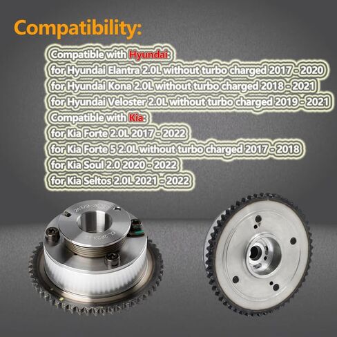 24350-2E700 24370-2E020 Engine Timing Exhaust & Intake Camshaft Sprocket Cam Phaser VVT Gear with Bolts Fits for 2017-2021 Elantra Kona Velo-ster, 2017-2022 Forte Soul Seltos 2.0L in Saudi Arabia