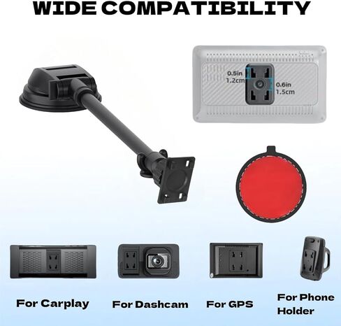Carplay Screen Mount with 11.8" Long Arm, 360° Adjustable Aluminum Alloy Arm, Strength Windshield Dashboard Mount with 78mm Strong Adhesive Disk for All Car Display Holder in Saudi Arabia
