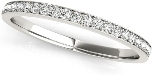 JewelMore خاتم قابل للتكديس لذكرى الزفاف من الذهب الطبيعي عيار 14 قيراط والألماس المستدير للسيدات (1/4 قيراط) in Kuwait