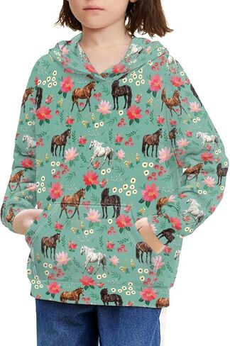 Girls' Fashion Hoodies & Sweatshirts Loose Casual Shirt Long Sleeve Pullover Hooded Tops with Pockets in Saudi Arabia