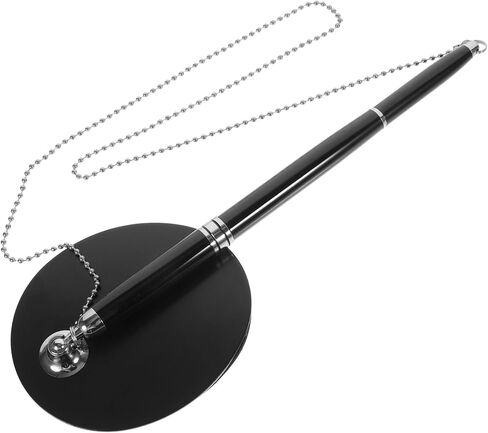 Professional Ballpoint Signature Pen 0.5mm Black Ink with Silver Chain Desktop Counter Writing Pen for Business and Hotel Use in Saudi Arabia