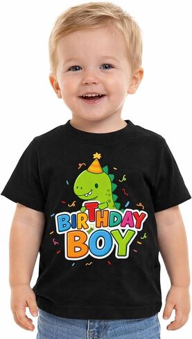 Tutu and Sian Ultra Soft Dinosaur Birthday Boy Short-Sleeve T-Shirt, Gifts for Boys Birthday Party in Kuwait