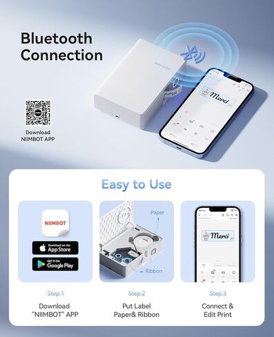 NIIMBOT N1 Bluetooth Label Maker with 1 Roll 14×50mm White Label, Support Color Printing in Saudi Arabia