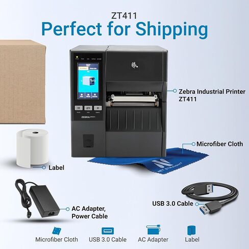 طابعة الملصقات الصناعية ZT411 | تسمية الباركود | ملصقات الشحن النقل الحراري | 4 بوصة 203 ديسيبل متوحد الخواص | 14 IPS سرعة عالية | إيثرنت USB بلوتوث | إطار معدني | ZT41142-T010000Z in Kuwait