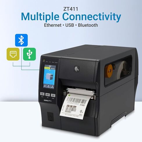 طابعة الملصقات الصناعية ZT411 | تسمية الباركود | ملصقات الشحن النقل الحراري | 4 بوصة 203 ديسيبل متوحد الخواص | 14 IPS سرعة عالية | إيثرنت USB بلوتوث | إطار معدني | ZT41142-T010000Z in Kuwait