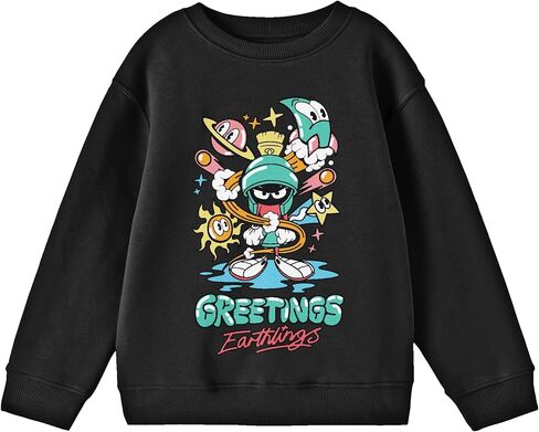 Bioworld Looney Tunes Marvin the Martian Hello Earthlings Youth Black Crew Neck Sweatshirt in Saudi Arabia