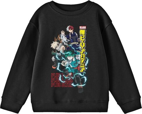 سترة Bioworld My Hero Academia الموسم 6 Heroes Group Art برقبة دائرية وأكمام طويلة للشباب باللون الأسود in Saudi Arabia