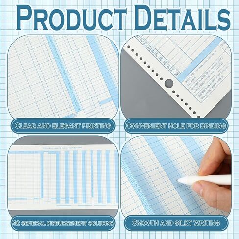 25 Pcs General Disbursement Journal Sheet Payroll Expense Journal Accounting Books, 24-1/2in x 11in for Business Accounts Record in Saudi Arabia