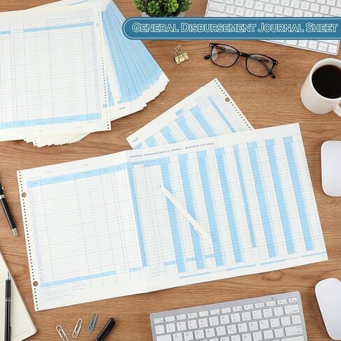 25 Pcs General Disbursement Journal Sheet Payroll Expense Journal Accounting Books, 24-1/2in x 11in for Business Accounts Record in Saudi Arabia