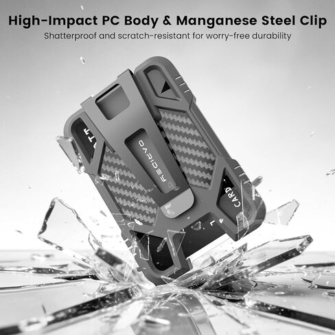 حامل شارة الهوية من Oaridey مع مشبك معدني، حامل بطاقات الهوية شديد التحمل يحمل 5 بطاقات، حامل الهوية للعمل، محفظة من ألياف الكربون للمدرسة والشرطة والمكتب والسفر. in Kuwait