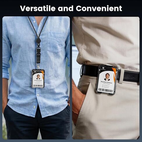 حامل شارة الهوية من Oaridey مع مشبك معدني، حامل بطاقات الهوية شديد التحمل يحمل 5 بطاقات، حامل الهوية للعمل، محفظة من ألياف الكربون للمدرسة والشرطة والمكتب والسفر. in Kuwait