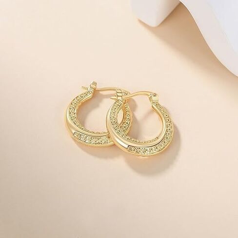 أقراط من الذهب عيار 14 قيراط للنساء أقراط من الذهب عيار 14 قيراط للنساء حلق حلقي للنساء حلق دوار بتصميم كرة صغيرة حلق مريح للنساء in Kuwait