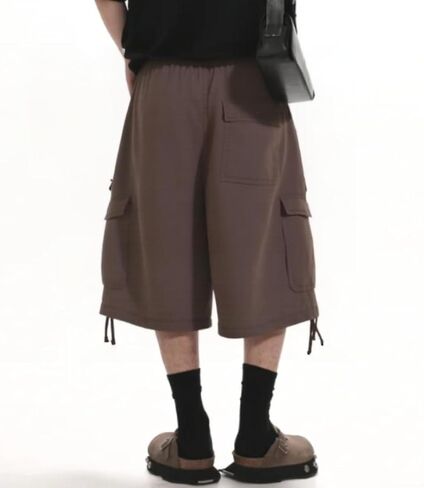 CUTEGAL Unisex Y2k Cargo Shorts Baggy Parachute Pants Vintage Drawstring Side Pocket Jorts Straight Leg Loose Streetwear in Saudi Arabia