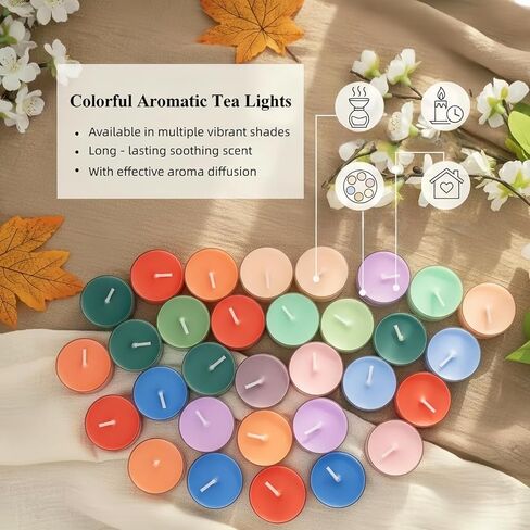16 Colors Colored Scented Tealight Candles - Natural Soy Wax Candles with Essential Oils, Home Decor and Aromatherapy, Perfect for Home Use and Gifting (Color Series) in Saudi Arabia