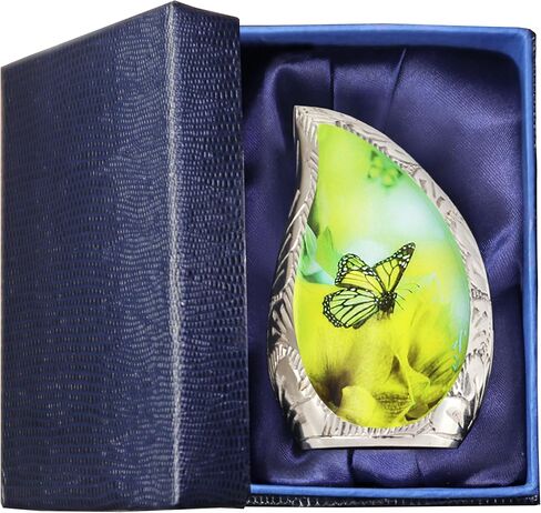 M MEILINXU جرة صغيرة للرماد للنساء والرجال، جرار صغيرة للرماد البشري للإناث والذكور البالغين، ديكور قطرة المسيل للدموع - جرة الفراشة الأرجواني والأزرق، حاوية حرق الجثث النحاسية، دمعة - تذكار صغير in Kuwait