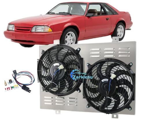 مروحة كهربائية مزدوجة 12 بوصة ومجموعة كفن ألومنيوم AA5052 لسيارة فورد موستانج ميركوري كابري 1979-1993، مع مجموعة مرحل ترموستات 180 درجة in Kuwait