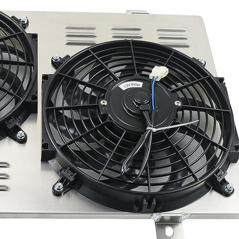 مروحة كهربائية مزدوجة 12 بوصة ومجموعة كفن ألومنيوم AA5052 لسيارة فورد موستانج ميركوري كابري 1979-1993، مع مجموعة مرحل ترموستات 180 درجة in Kuwait