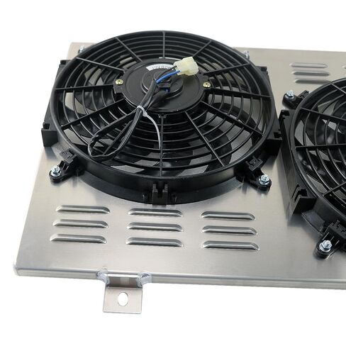 مروحة كهربائية مزدوجة 12 بوصة ومجموعة كفن ألومنيوم AA5052 لسيارة فورد موستانج ميركوري كابري 1979-1993، مع مجموعة مرحل ترموستات 180 درجة in Kuwait