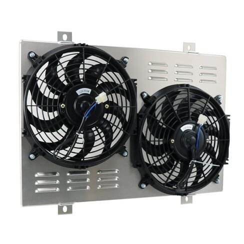 مروحة كهربائية مزدوجة 12 بوصة ومجموعة كفن ألومنيوم AA5052 لسيارة فورد موستانج ميركوري كابري 1979-1993، مع مجموعة مرحل ترموستات 180 درجة in Kuwait