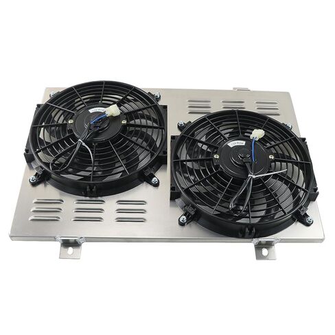 مروحة كهربائية مزدوجة 12 بوصة ومجموعة كفن ألومنيوم AA5052 لسيارة فورد موستانج ميركوري كابري 1979-1993، مع مجموعة مرحل ترموستات 180 درجة in Kuwait