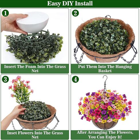 مجموعتان من سلال الزهور الصناعية المعلقة في الهواء الطلق، مجموعة نباتات معلقة وهمية مكونة من 2 تتضمن 24 قطعة من الزهور للشرفة والفناء والحديقة وديكور المنزل في الربيع والصيف (الأحمر والأرجواني والأصفر والوردي الأحمر) in Kuwait