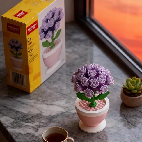 Serene Hydrangea Accent Artificial Purple Floral Arrangement in Chic Planter for Desk & Window Sill in Saudi Arabia