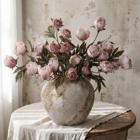 8 Pcs Faux Peony Stems Flowers Bulk Vintage Artificial Silk Peonies Stems Real Look Fake Peonies Branches for Vase Filler DIY Bouquet Centerpieces Home Indoor Outdoor Decorations in Saudi Arabia