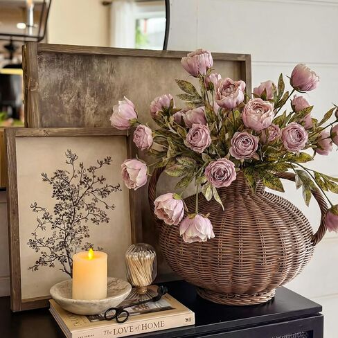 8 Pcs Faux Peony Stems Flowers Bulk Vintage Artificial Silk Peonies Stems Real Look Fake Peonies Branches for Vase Filler DIY Bouquet Centerpieces Home Indoor Outdoor Decorations in Saudi Arabia
