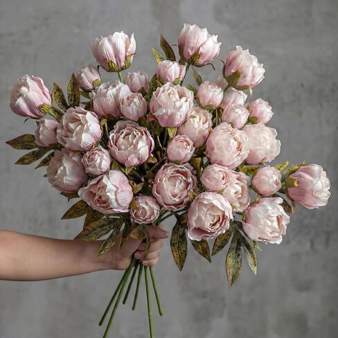 8 Pcs Faux Peony Stems Flowers Bulk Vintage Artificial Silk Peonies Stems Real Look Fake Peonies Branches for Vase Filler DIY Bouquet Centerpieces Home Indoor Outdoor Decorations in Saudi Arabia
