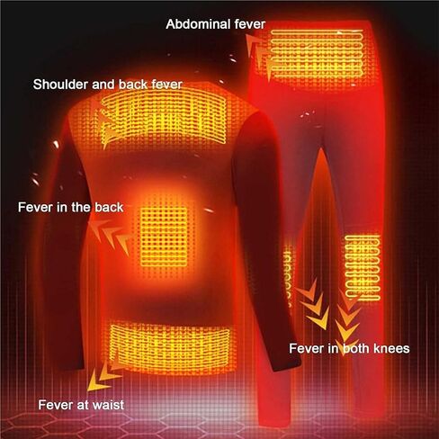 Heated Underwear Set Thermal Top and Bottom for Men, USB Heating Electric Heated Shirt Thermal Underwear(GREY,XL-XLarge) in Saudi Arabia