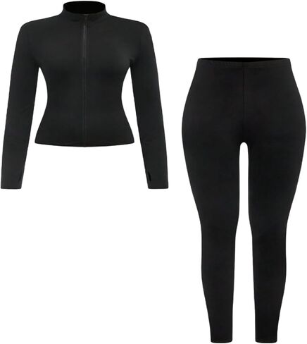 بدلة رياضية للفتيات طقم بنطال رياضي مكون من قطعتين مع سحاب أمامي وسترة سوداء وبنطلون رياضي للأطفال ملابس يوجا لعمر 13-16 سنة in Kuwait