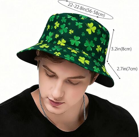 St. Patrick's Day Bucket Hat - Reversible Irish Clovers Sun Cap for Men & Women in Saudi Arabia