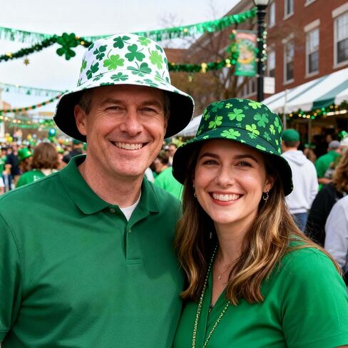 St. Patrick's Day Bucket Hat - Reversible Irish Clovers Sun Cap for Men & Women in Saudi Arabia