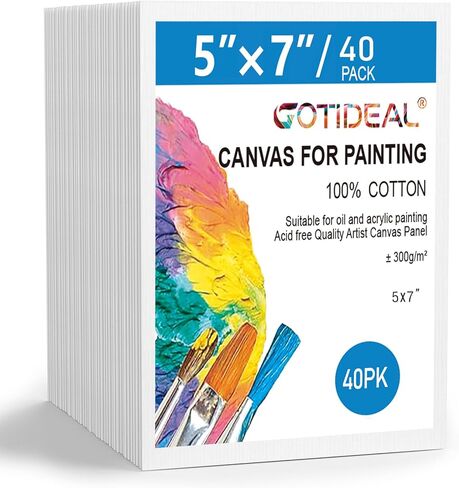 لوحات قماشية للرسم من GOTIDEAL، مجموعة مكونة من 24 قطعة، مقاس 8 × 10 بوصة، لوحات قماشية بيضاء معدة من جيسو للرسم - قماش لوازم فنية من القطن 100% للطلاء الأكريليك، والصب، والطلاء الزيتي in Kuwait