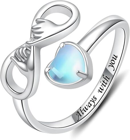 Pinky Promise Rings-925 Sterling Silver Infinity Heart Adjustable Couples Rings for Valentines Day Jewelry Gifts in Saudi Arabia
