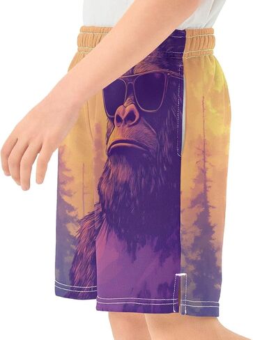 Boys' Shorts with Pockets-Lonely Sasquatch Forest Sunset, Kid's Athletic Shorts for Sport Home 7-8T in Saudi Arabia