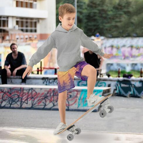 Boys' Shorts with Pockets-Lonely Sasquatch Forest Sunset, Kid's Athletic Shorts for Sport Home 7-8T in Saudi Arabia