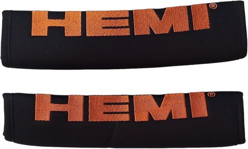 Detroit Shirt Company Dodge HEMI Logo Neoprene Embroidered Car Seat Belt Cover Pad Lightweight, Durable- Licensed and Authentic (Set of 2) in Saudi Arabia