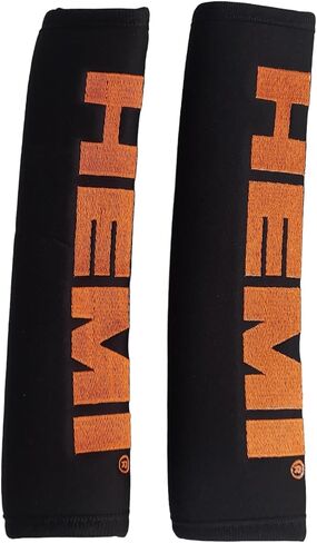 Detroit Shirt Company Dodge HEMI Logo Neoprene Embroidered Car Seat Belt Cover Pad Lightweight, Durable- Licensed and Authentic (Set of 2) in Saudi Arabia