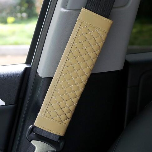 2PCS Car Seat Belt Cover Pad, Leather Seatbelt Covers for Cars, Comfortable Auto Seat Belt Cushion Protect Your Neck and Shoulder, Seatbelt Shoulder Strap Covers, Car Accessories (Brown) in Saudi Arabia
